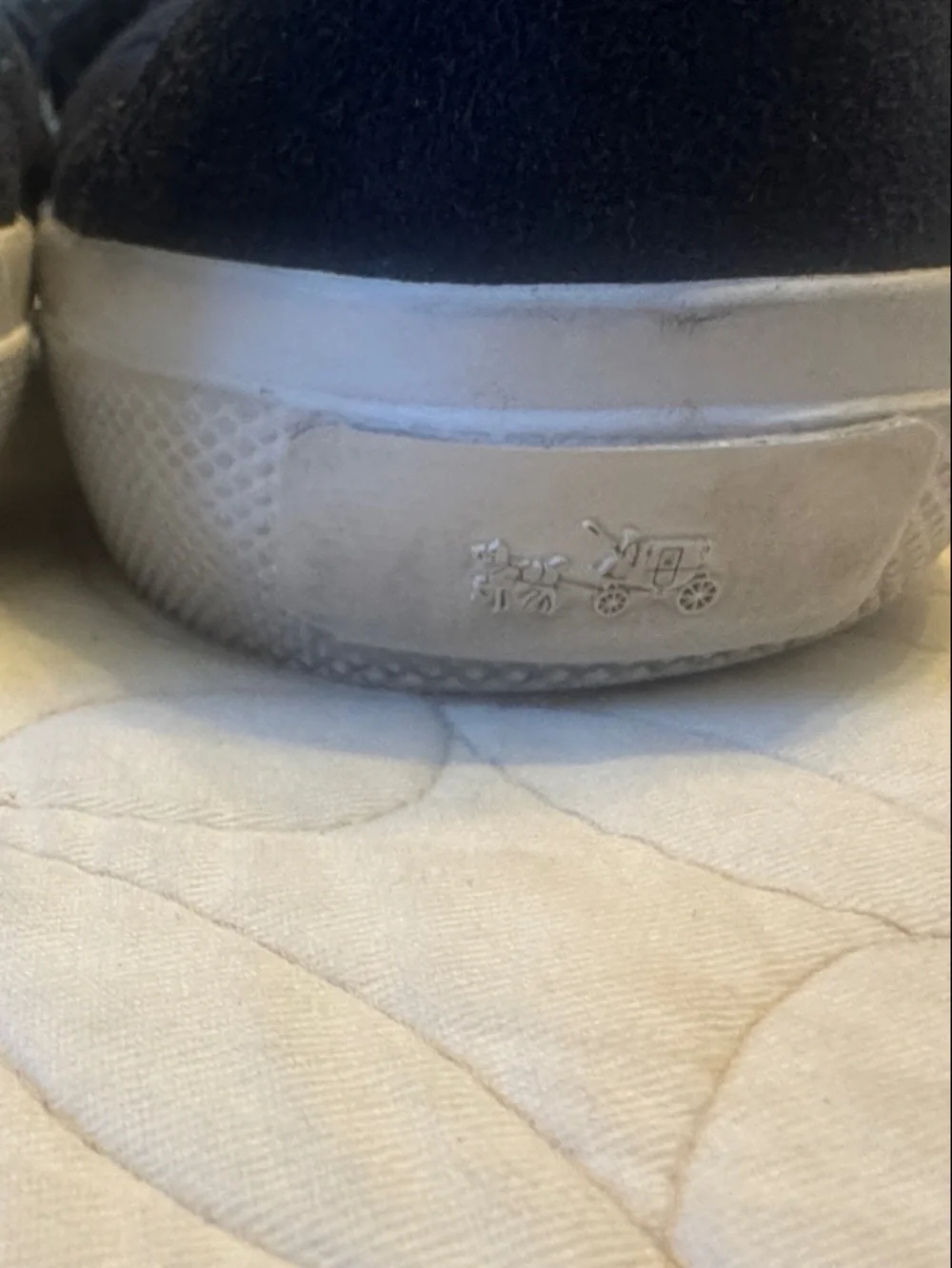 Coach Navy Suede Women's Loafers with Metal Bit